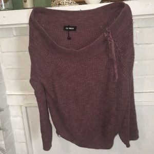 Off the shoulder purple sweater